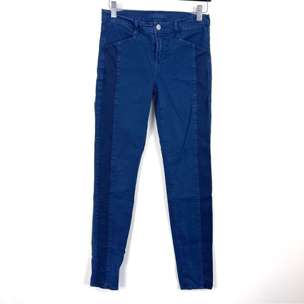 J Brand Blue Kinsey Two Tone Tuxedo Stripe Mid Rise Skinny Jeans Women's Size 27